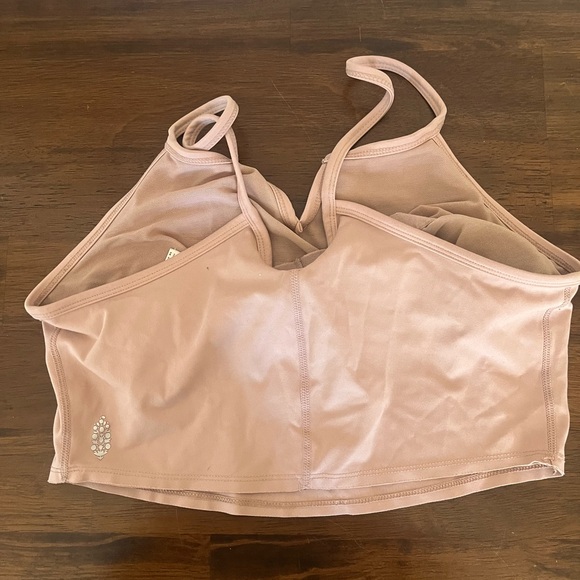 Free People Movement nude/pink bralette crop top sz M balletcore - Picture 2 of 5